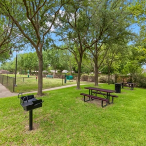 Picnic area and dog park in background